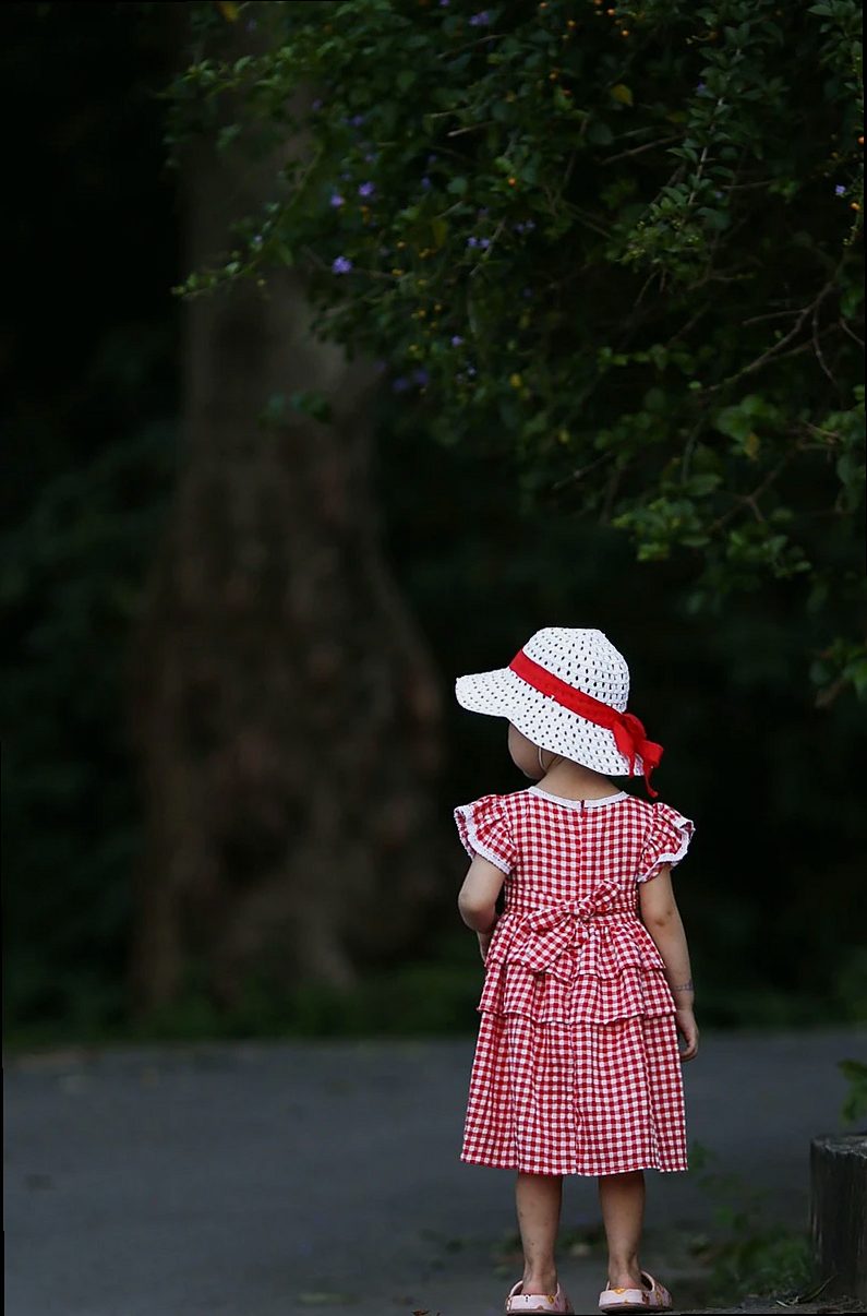 kid, girl, dress, hat, outdoors, portrait, childhood, little girl, child, nature, girl portrait, day dress, children's f